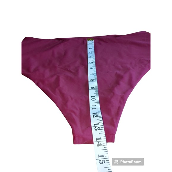 Zaful Swim Bikini Bottom Womens Sz 12 Burgandy High Waist Stretch Tummy Control - Picture 2 of 5
